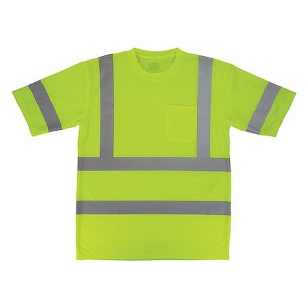 Ergodyne Hi-Vis Shirt, M, Lime, Short Sleeve 22033