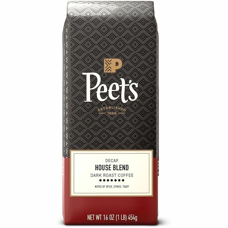 Peets Coffee Peet's CoffeeTM Ground House Blend Decaf Coffee, Dark, 16 oz, Ground, Decaffeinated 501487