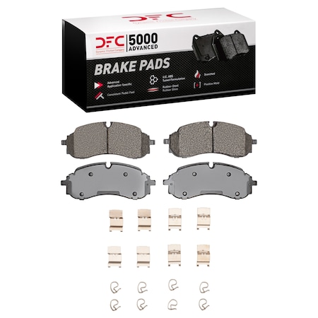 Dynamic Friction Co DFC 5000 Advanced Brake Pads - Semi Metallic and Hardware Kit 1551-2423-01