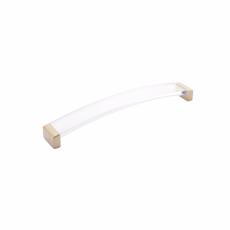 Schaub 8-13/16in Center to Center Positano Arch Clear Cabinet Pull Signature Satin Brass Finish 322-SSB-CL