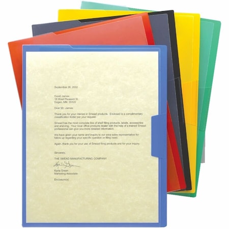 Smead Clear-Front Project Jackets, Letter, Poly, Black/Blue/Green/Red/Yellow, 5/Pack 85740