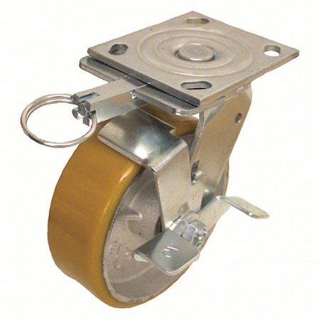Zoro Select NSF-Listed Plate Caster, 700 lb. Ld Rating, Roller P21S-UY040R-14-WB-DL