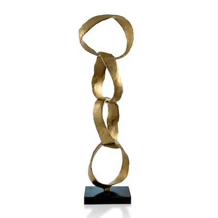 Homeroots 25" Gold and Black Marble and Aluminum Modern Abstract Tabletop Sculpture 568881