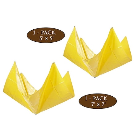 Mytee Products 5 ft x 5 ft & 7 ft x 7 ft Drain Tarps Roof Ceiling Leak Drip Diverter Tarp Heavy Duty - Yellow DD55-77-KIT