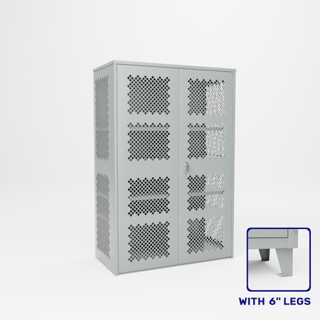 Pucel Heavy Duty Storage Cabinet with 6in Legs, Perforated Sides, 48in W x 78in H x 24in D, Light Blue HDSC-4872-24-4L-PERF