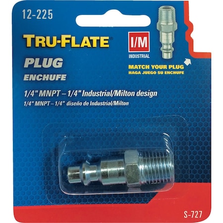 Tru-Flate Industrial/Milton 1/4'' MNPT Steel Industrial Plug 12-225