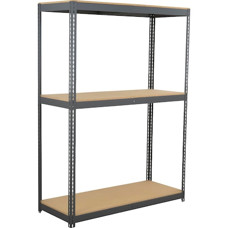 Global Industrial 3 Shelf, Heavy Duty Boltless Shelving, Starter, 60"Wx18"Dx120"H, Wood Deck B3170805