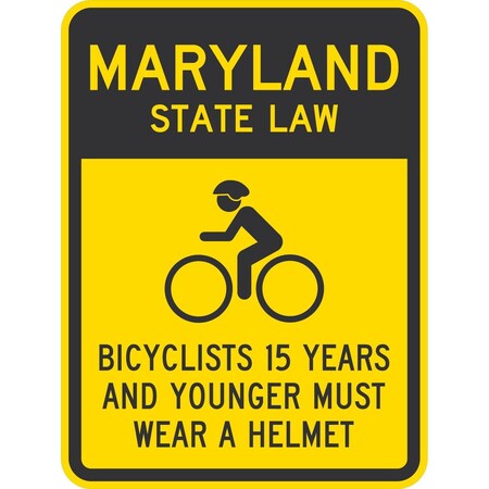 Lyle Bicyclists 15 Years And Younger Must Wear A Helmet (with Cyc, 18x24, Engineer Grade, Yellow G-10189-EG_18x24