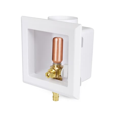 Everflow Icemaker Outlet Box W/ Hammer Arrester, 1/2'' PEX A, White ABS (Single) SB100-FH