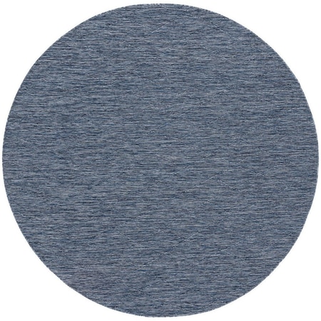 Homeroots 8' Navy Blue And Ivory Round Geometric Indoor Outdoor Area Rug 552322
