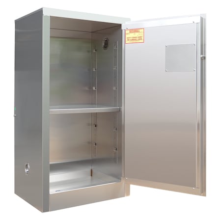 Securall Hazardous Material Storage Cabinet, 16 gal, 1 Shelves, Stainless Steel, 24 in W x 44 in H x 18 in D a110-ss