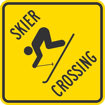 Lyle Skier Crossing (with Skier Graphic), 24x24, Non-Reflective, Yellow G-13426-NA_24x24