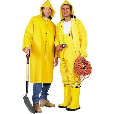 Xpose Safety Heavy Duty Yellow Rain Suit 3pc, 48in, PVC .35mm, Waterproof, Detachable Hood, Large YRS-L-X
