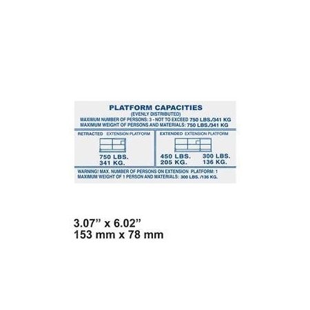 Skyjack REPLACEMENT DECAL, 750 LB CAP 00 108673