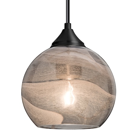 Besa Lighting Besa Jilly Pendant, Vapor Smoke, Black Finish, 1x 60W MAX E26 Base 1JT-JILLYSM-BK