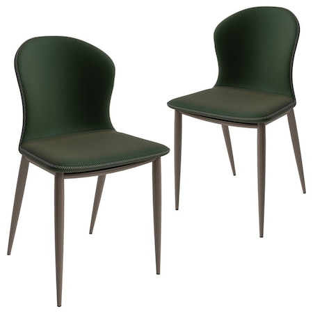 Leisuremod Mosaic Collection Modern Dining Chair in Olive Green Fabric, 2PK MC44OG2