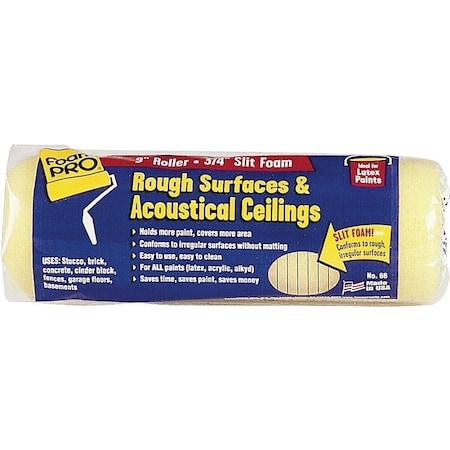 Foampro Roller Cover, 3/4 in Thick Nap, 9 in L, Foam Cover 66