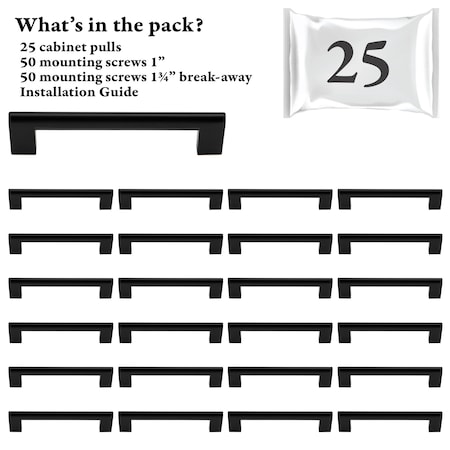 Designperfect 5 1/16'' Center-to-Center Bar Pull, 25PK DPA25S104BLK