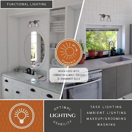 Vaxcel Clybourn 2 Light Bronze Adjustable Wire Cage Bathroom Vanity Fixture W0312