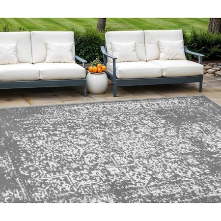 Homeroots 8' X 10' Gray Machine Braided Distressed Area Rug With UV Protection 555582