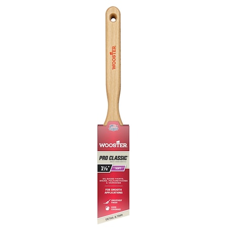 Wooster 1-1/2" Angle Sash Soft, White China Bristle, Paint Brush, Sealed Maple Wood Handle Z1222-1 1/2
