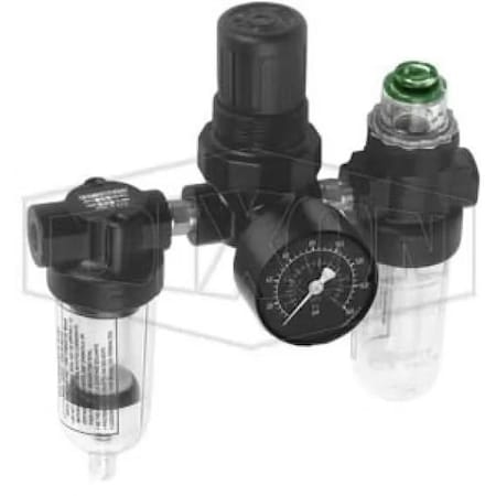 Dixon Norgren by Compact Miniature Relieving Combination Unit, 1/4 in Port, 14 SCFM Flow Rate, 150 psi Pr P1A-200M