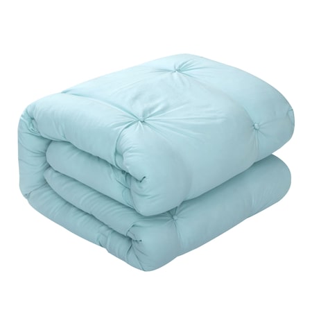 Homeroots Blue Twin Polyester 180 Thread Count Washable Down Comforter Set 528916