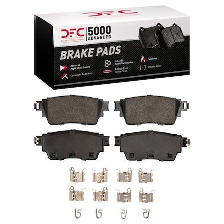 Dynamic Friction Co DFC 5000 Advanced Brake Pads - Ceramic and Hardware Kit 1551-2200-02