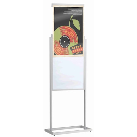 Aarco Silver ''Boaster'' Freestanding Double Sided Poster Holder 63''H x 24, 5''W BPH1S