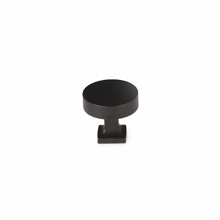 Schaub 1-1/4in Diameter Haniburton Cabinet Knob with Square Base Matte Black Finish 469-MB