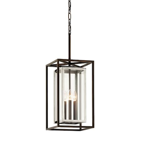 Troy Lighting Morgan 3 Light Lantern 10.5 In. Bronze/Stainless Steel F6517-BRZ/SS