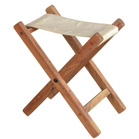 Amerihome Acacia and Canvas Folding Stool AWFFRS