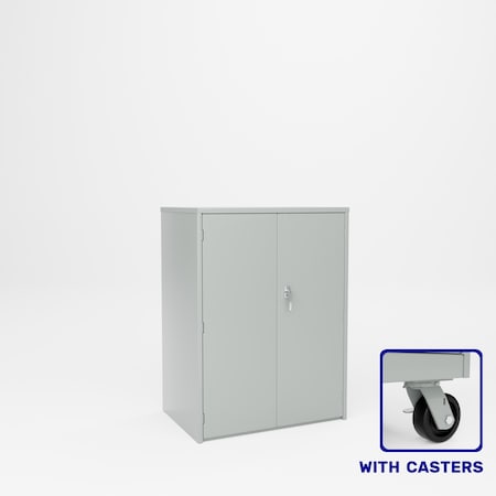 Pucel Heavy Duty 2-Door Storage Cabinet with Casters, 36 in W x 54 in H x 24 in D, Black HDSC-3648-24-2C