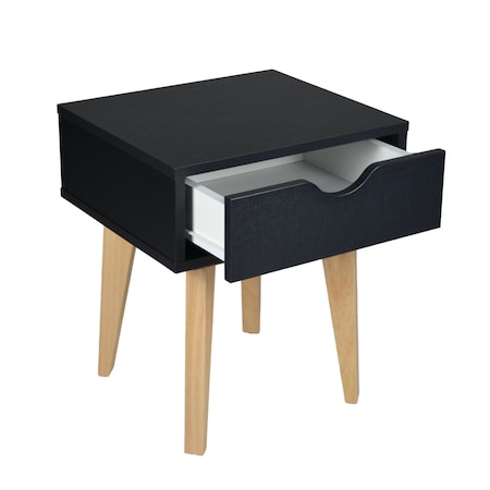 Homeroots 18" Black One Drawer Nightstand 489240