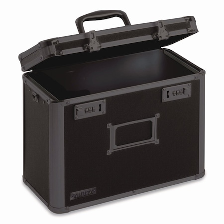 Vaultz File Boxes, Aluminum, 7.25" W, 13.75" D, 12.5" H, Hinged Lid Closure, Tactical Black VZ00310