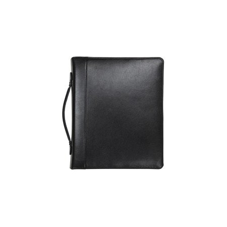 Samsill Leather Zip Portfolio, 2 Part, 1 in., Black 15540