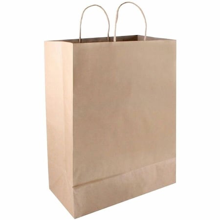 Cosco Premium Large Brown Paper Shopping Bags, Kraft, 50PK COS091566