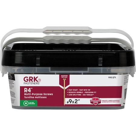 Grk Fasteners GRK R4 No, 9 x 2'' Star Drive Multi-Purpose Wood Screw, 990 Ct. 120990
