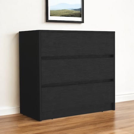 Homeroots 34" Black Three Drawer Dresser 544038