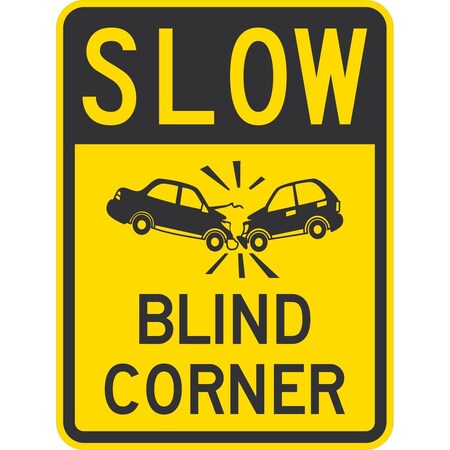 Lyle Slow (Crash Symbol) Blind Corner, 18x24, Non-Reflective, Yellow G-11302-NA_18x24