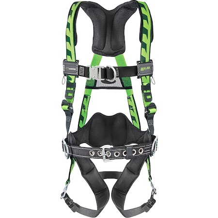 Miller Premium Breathable Full-Body Harness w/Steel Hardware, 5 Points of Adjustment, Back/Front/Side D-Ring ACF-QCDSMG
