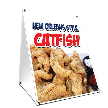 Signmission New Orleans Style Catfish, 24 Inch x 18 Inch A-frame Yard Sign, Plastic Sign SBC-1824-New Orleans Style Catfish