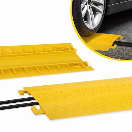 Pyle Cable Ramp, 1.60 in H, 38.60 in L, 11 in W, Polyethylene, Yellow PCBLCO22