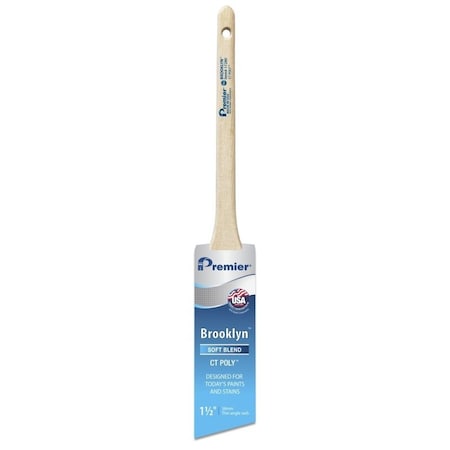 Premier Brooklyn Paint Brush, Angle Brush, 1-1/2 in L Bristle, Polyester Bristle, Sash Handle 17280