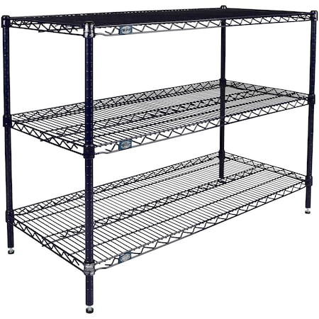 Global Industrial Nexel 3 Shelf, Nexelon Blue Wire Shelving Unit, Starter, 54"W x 21"D x 34"H B3151632