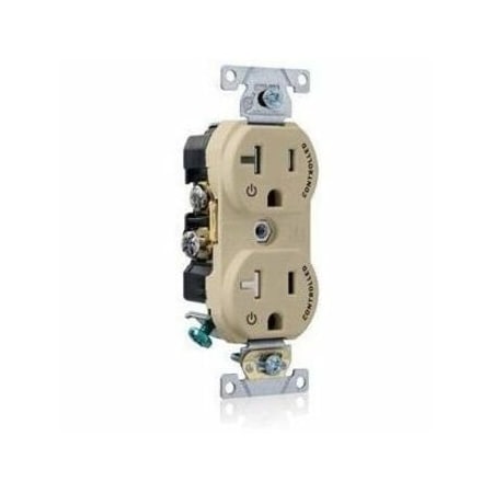 Leviton Duplex Outlet, Ivory 20A, 125V, TR TBR20-S2I