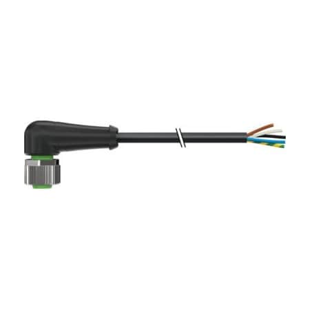 Murrelektronik Cordset, Right Angle, M12, Black, 22 AWG, 4A 7000-12361-6150500