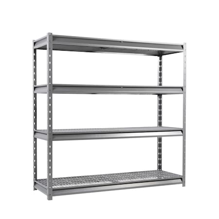 Shuntong Atlas 4-Tier 72 in.W x 24 in.D x 72 in.H Heavy Duty Garage Shelving Load 8000 Lbs, Gray Vein ATLAS722472-4G2000