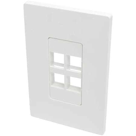 Tripp Lite SINGLE-GANG 4-PORT WALL PLATE KEYSTONE CAT5/6 USB HDMI DPORT RCA N080-104