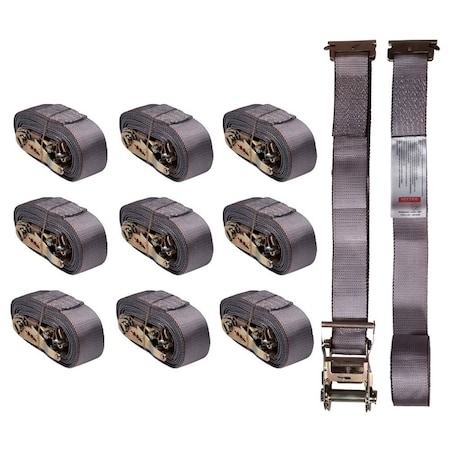 Mytee Products 2in x 16ft ratchet for E-track, gray Van Trailer Semi Truck, 10PK ETKRS216x10